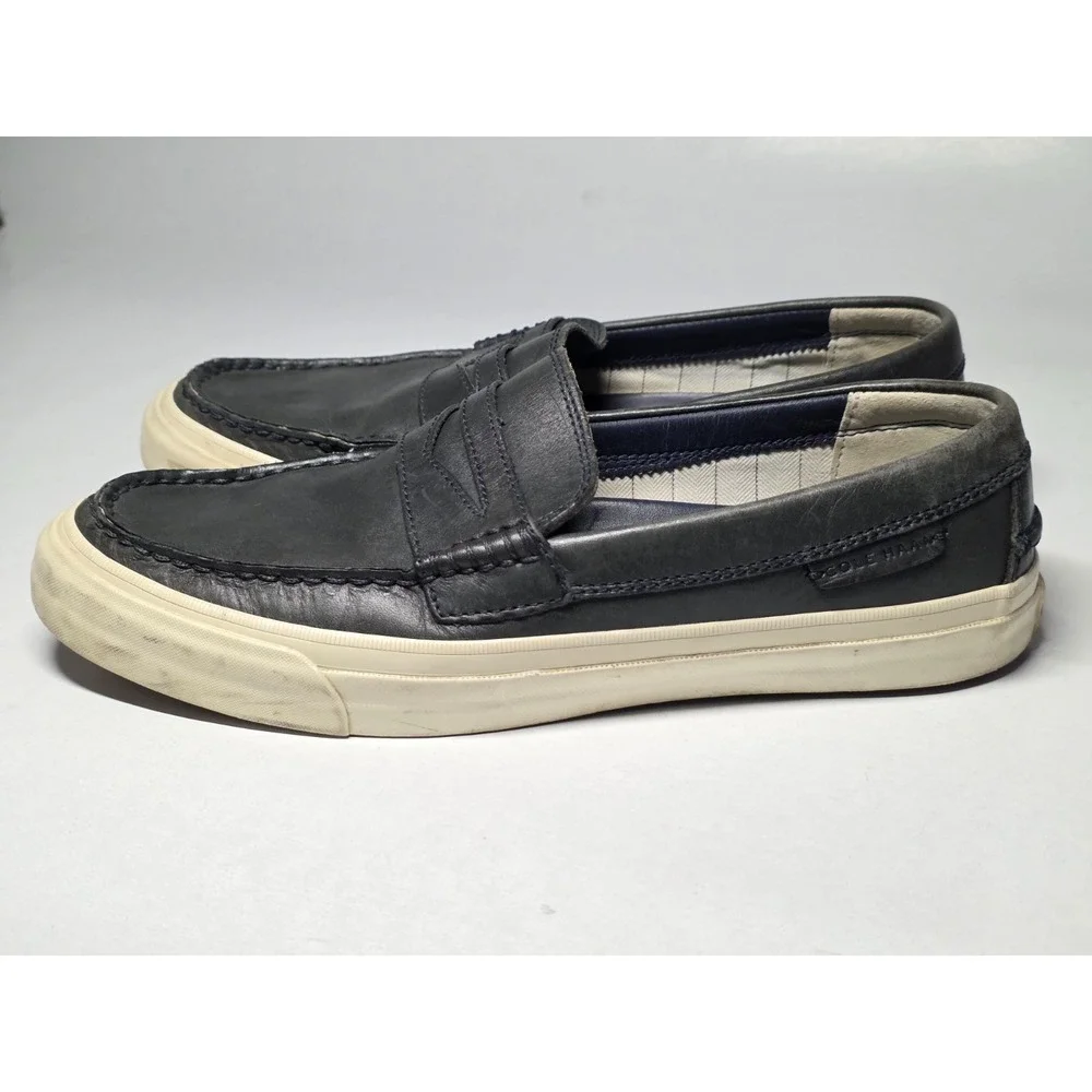 Cole Haan Grand Pinch Men's Loafers Size 9 M Navy Blue Leather Slip On Shoes‎